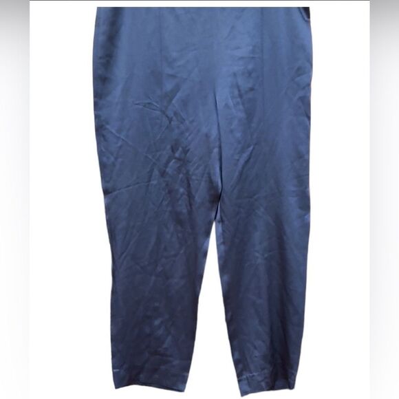 St. John $495 Women’s Emma Blue Satin Trouser Pants - 14 - Picture 9 of 11